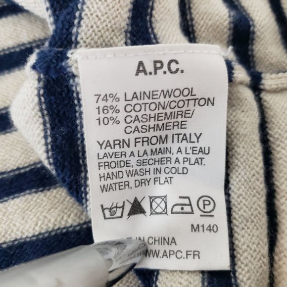 APC Stripe Pullover Italian Yarn Wool Cotton Cashmere Sweater Womens Small - Picture 7 of 8